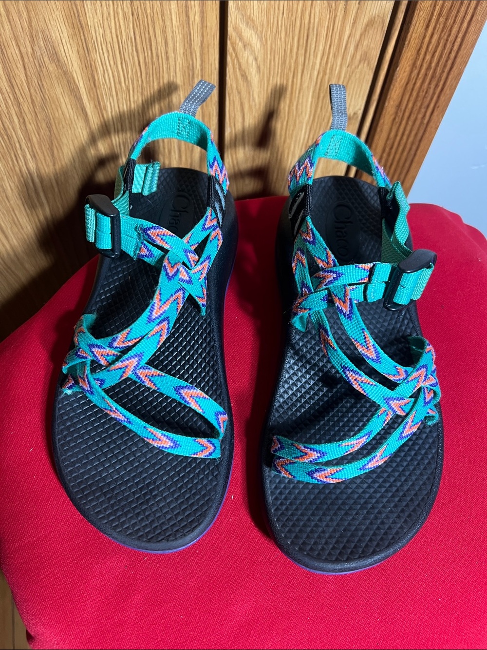 Chaco Kids Teal Multi-Color Adjustable Strap Sandals